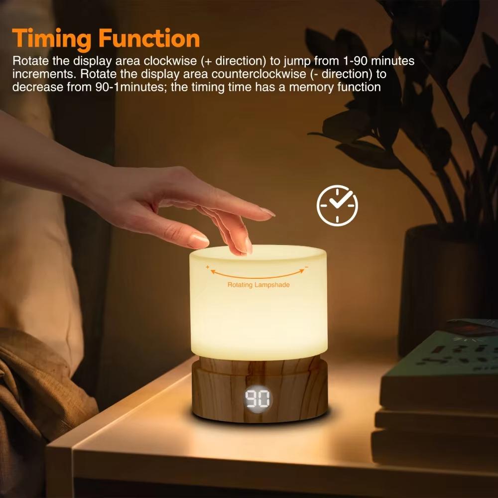 Timer Night Light Small LED Bedroom Bedside Table Lamp Baby Breastfeeding Dimmable Sleeping Usb Charging Warm White Mood Light