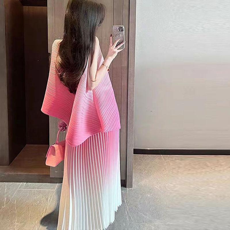 Set fusta plisata roz pentru vara dama nou stil casual internet rochie rosie set din doua piese