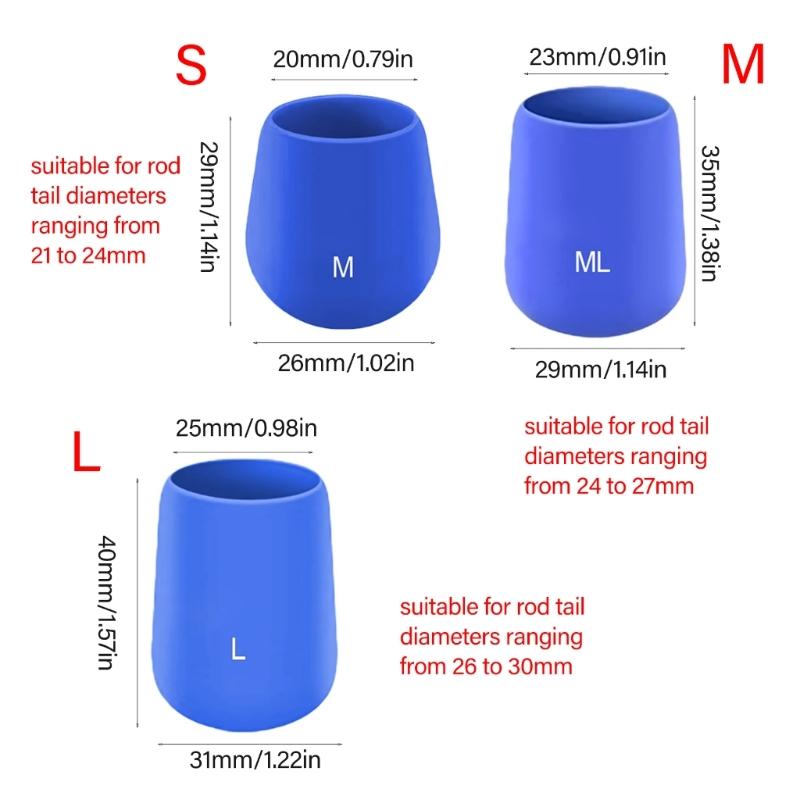 Silicone Rod Bottom Protector Fishing Rod Handle Protective Case Replacement Fishing Rod End Cover Butt Cushions Enduring