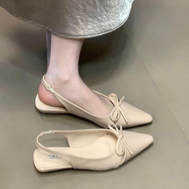 Beautiful French Pointed Bow Bag Head Sandals New Niche Design Sense Versatile Commuter Dating Women's Shoes