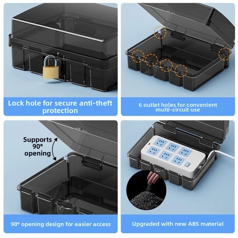 2026 New Waterproof Box Outdoor Electrical Extension Cord Box With 6 Output Hole For Safe Installation For Garden And Patio Safe