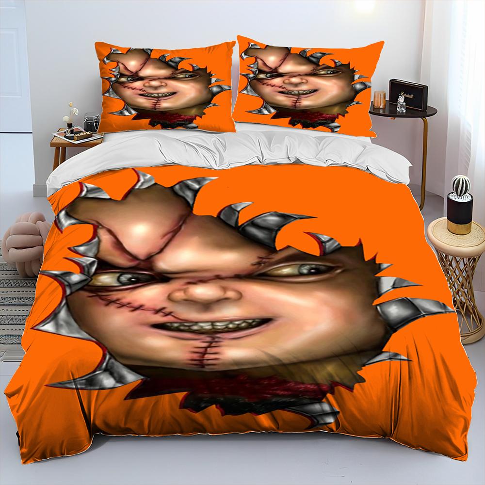 

Horror Movie Character Chucky Saw Comforter Bedding SetDuvet Cover Bed Set Quilt Cover PillowcaseKing Queen Size Bedding Set AU Queen(210*210cm)3pcs