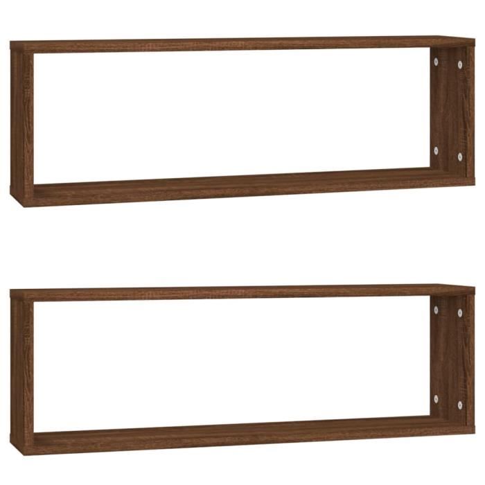 VidaXL Cube Wall Shelves 2 Pcs Brown Oak 80x15x26.5 Cm 815921