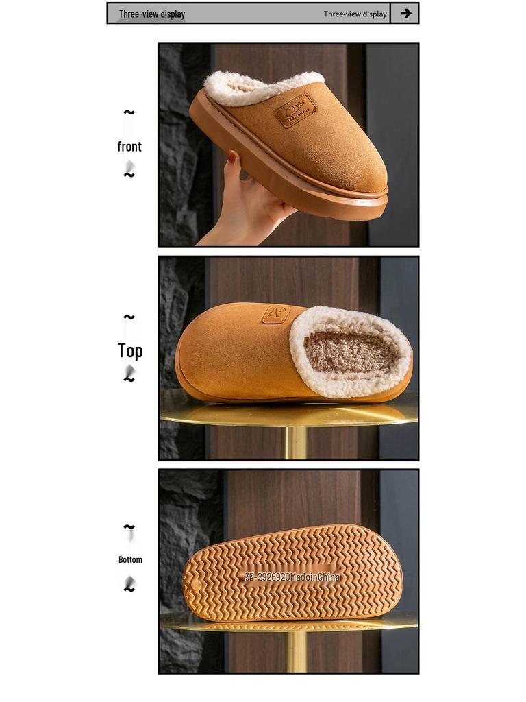 2025 New Stock: Men's & Women's Warm Postpartum Cotton Slippers - Closed-Heel, Autumn/Winter