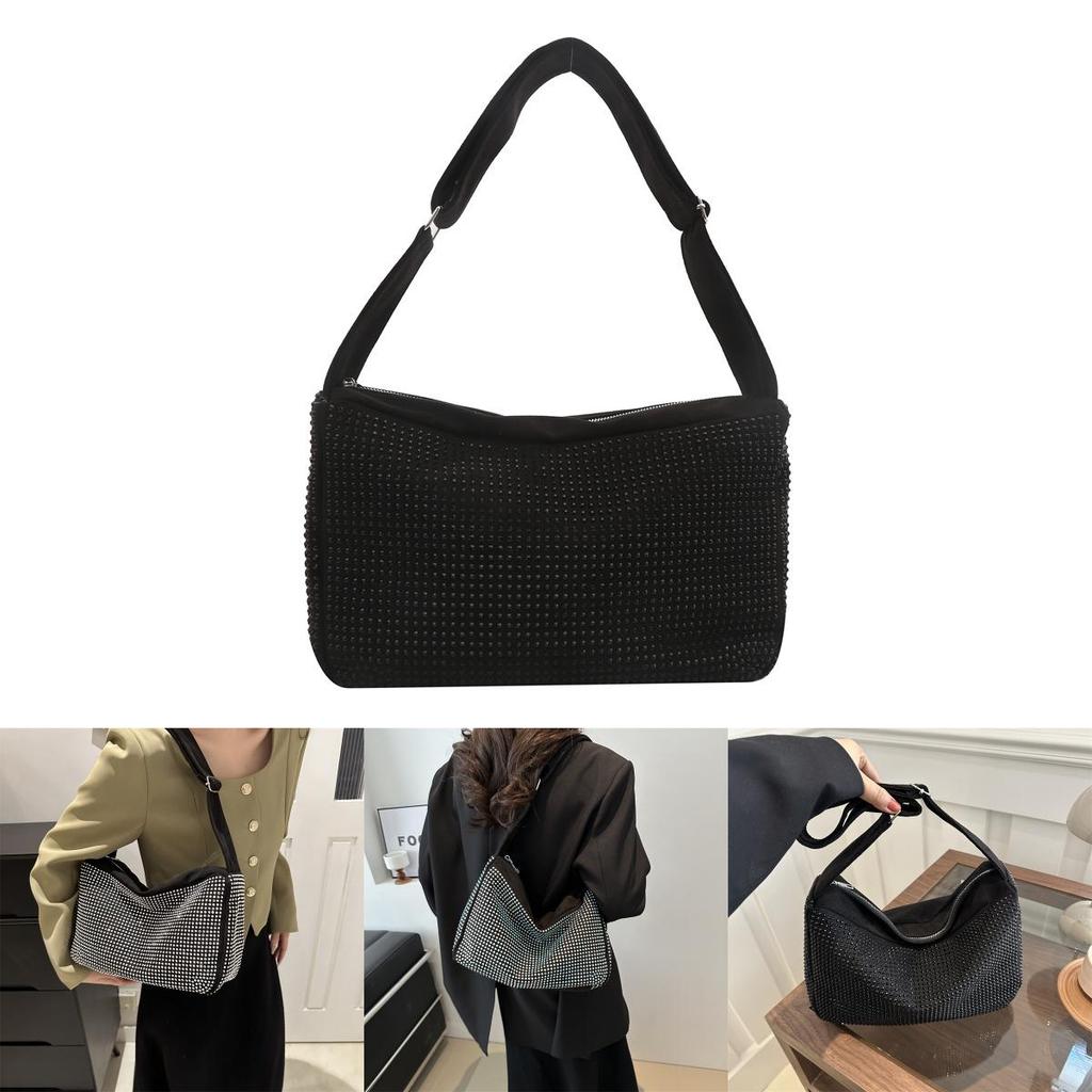 Fashionable Trendy Shiny Rhinestone Tote Bag For Women Elegant Shoulder Crossbody Handbag