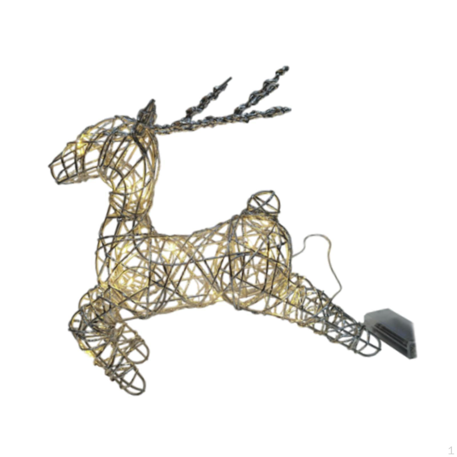 

Christmas Glowing Elk Statue Iron Art Desk Xmas Ornament Deer Figurine Animal Sculpture for Silver Running