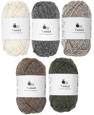 Knitworm 6 Balls of Raw Wool 30g All Colors Tweed, Yarn, (50m), Included.