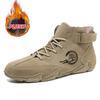 Winter Men's Boots Handmade Stitch Fall Trekking Men Ankle Boots with Fur Men Sneakers Warm Brown Leather Boots Botas De Hombre