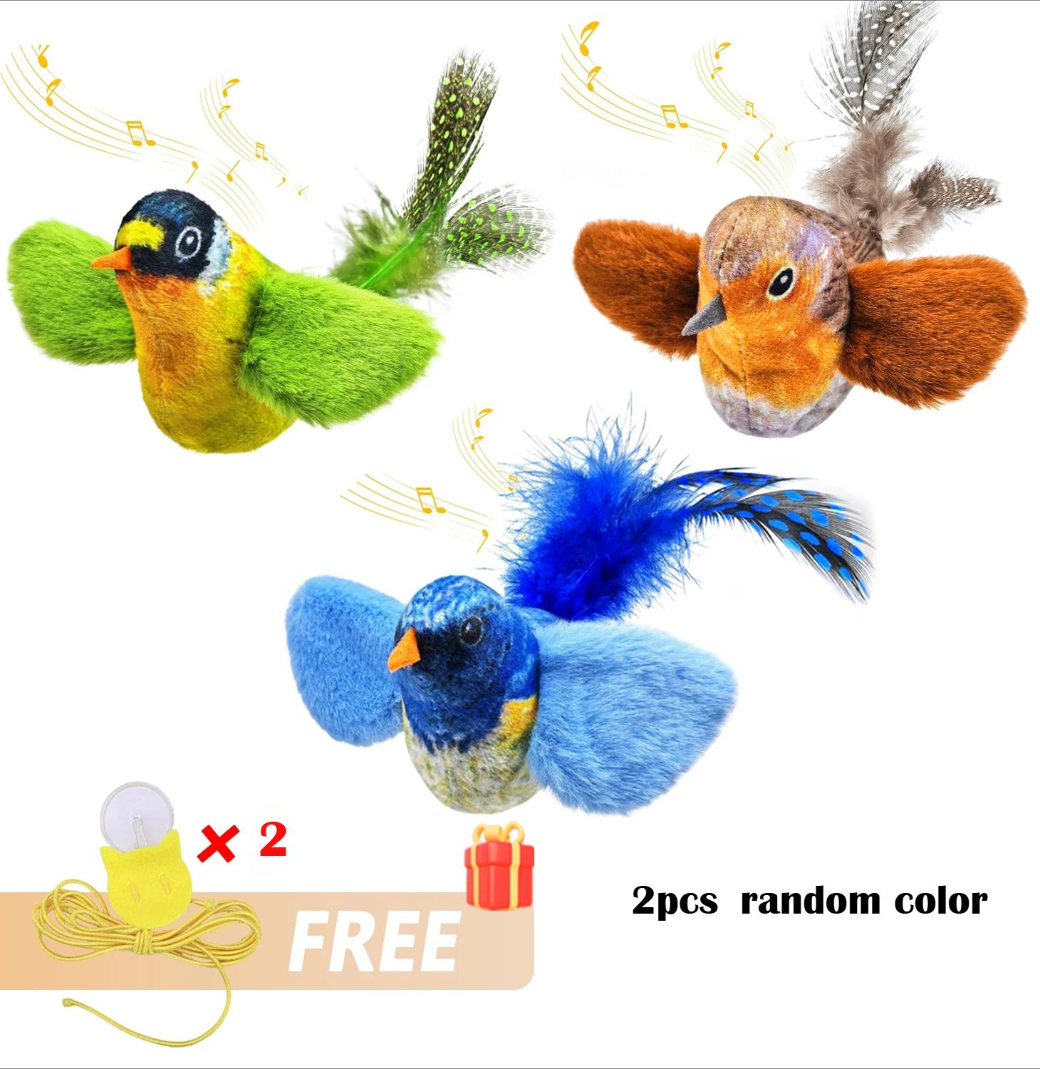 Simulation Oiseau Jouets pour Chats Chats Jouet Interactif pour Chat Son d'Oiseau Réaliste Jouet pour Chat en Peluche Jouet pour Chat à l'Herbe à Chat pour Chats Jouet pour Chaton