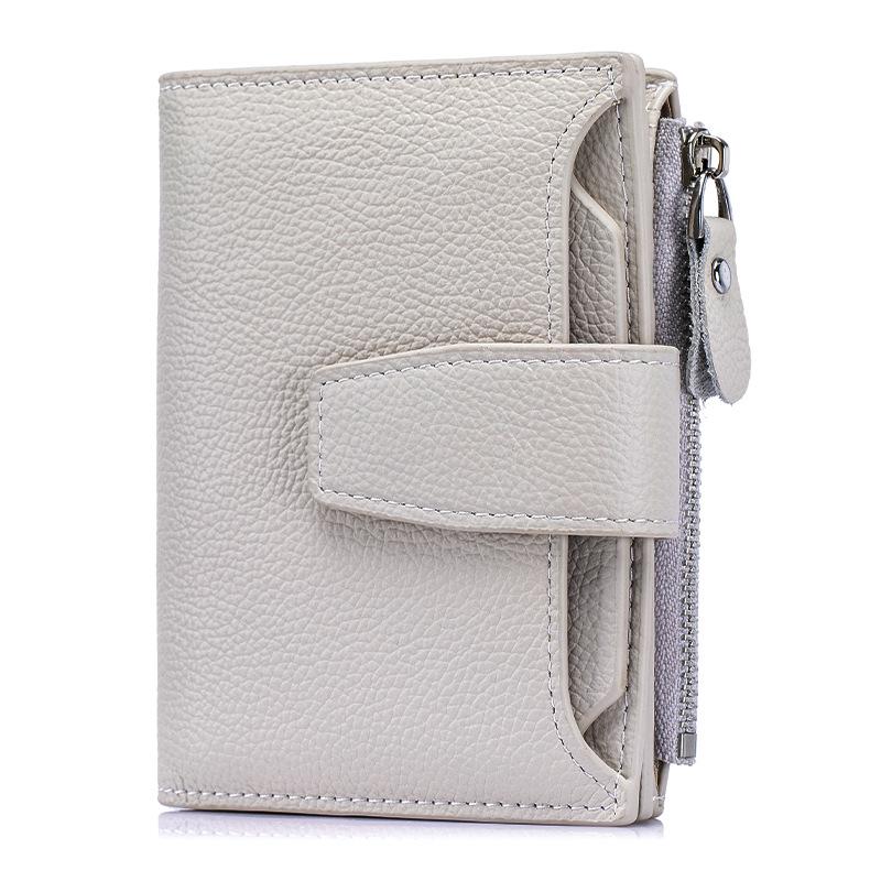 

Женский короткий кошелек из натуральной кожи с блокировкой RFID, с отделением для монет и держателем для карт