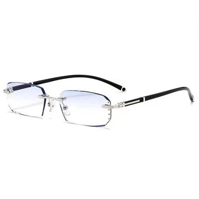 Fashion Frameless Anti Blue Light Reading Glasses Rectangular Presbyopic Eyeglasses Eyewear Optical Spectacles For Men Women
