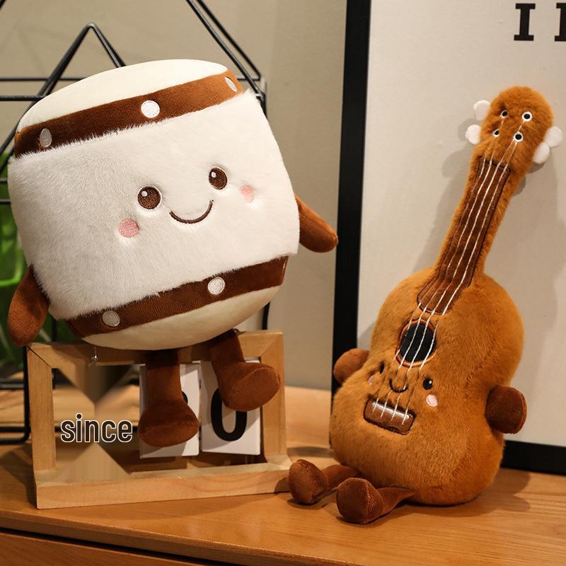 Çizgi Film Peluş Müzik Aleti Bebek - Klasik Piyano, Gitar ve Pipa Oyuncak Hediyelik