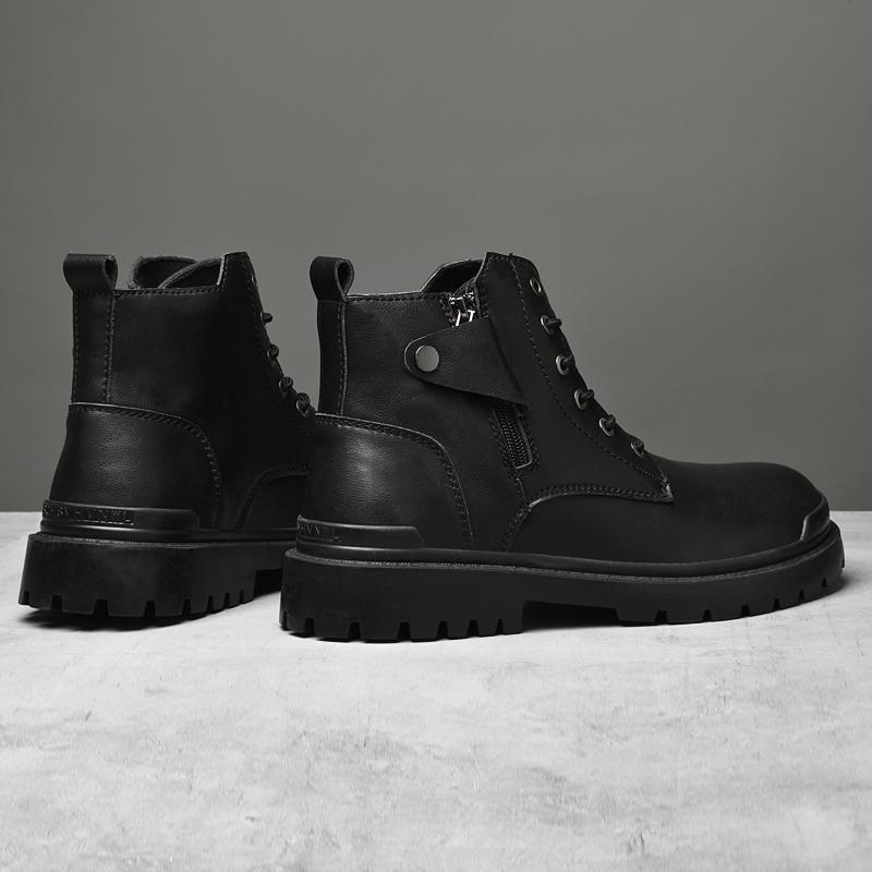 New Winter Men Boots Fashion Thick Bottom High Top Casual Boots Luxury British Style Trendy Boots Black Leather Men Formal Boots