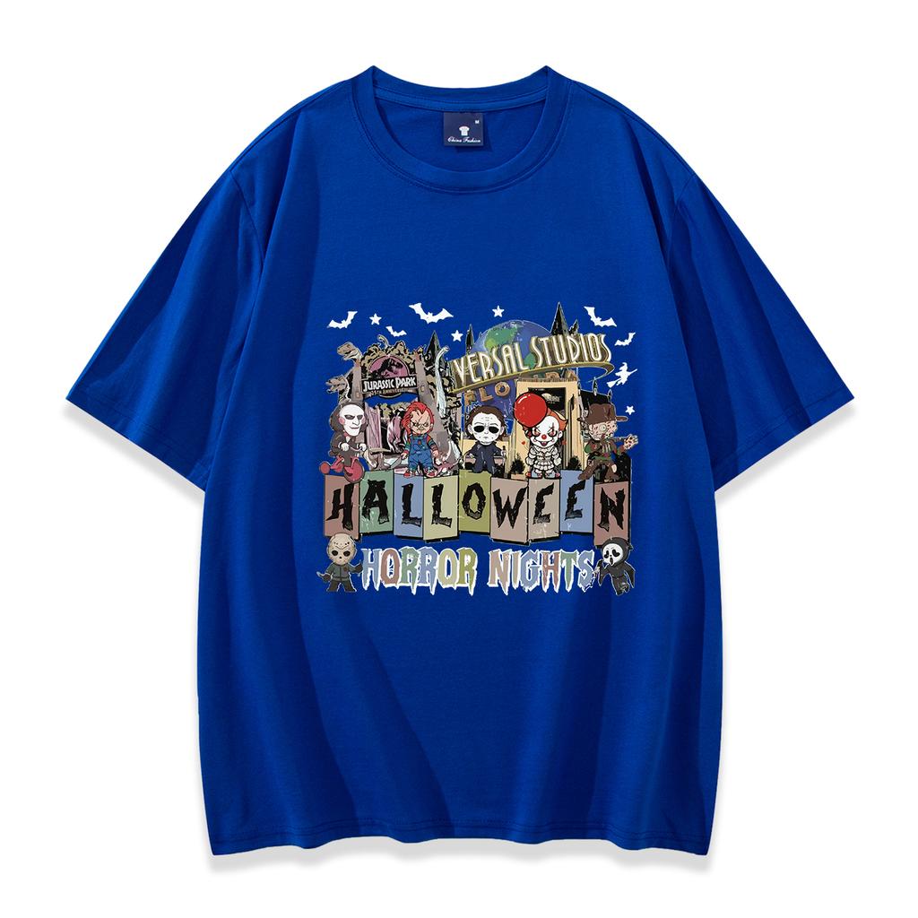 Horror Movie Characters Shirt Halloween Party Shirt Spooky Season Shirt Women Men Short Sleeve Streetwear Hip Hop Tops