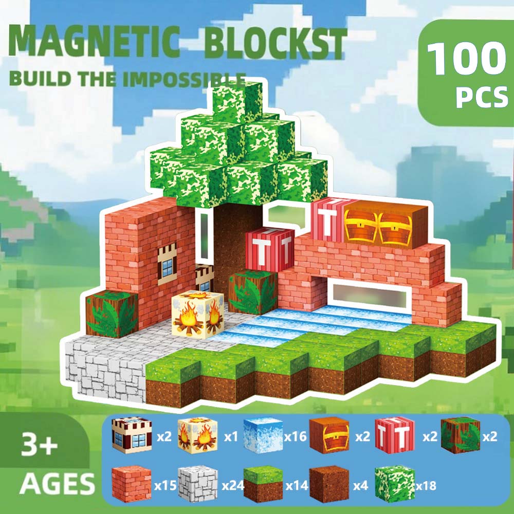100/200/400PCS DIY Magnetic Building Block Set Home-Made Educational Toy Kit for Kids Creative Construction Playset