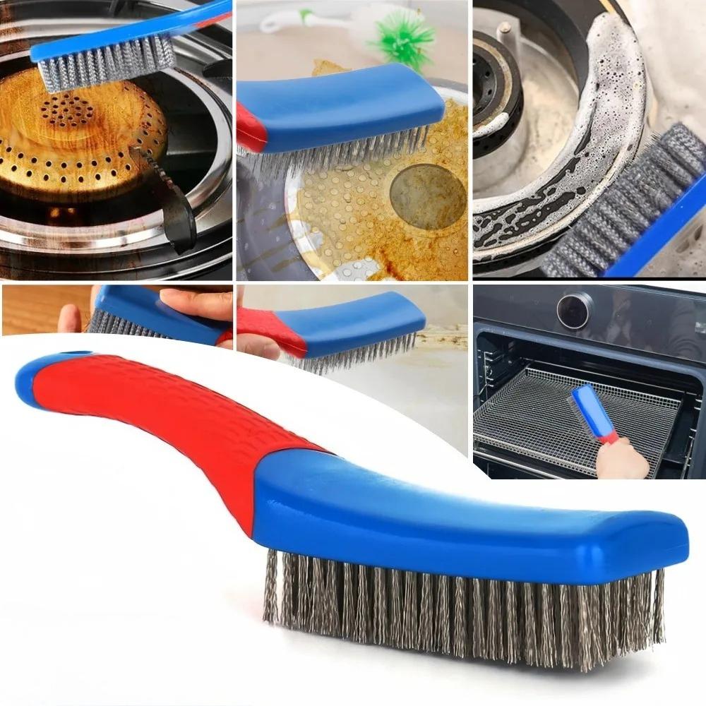 

Прочная щетка из нержавеющей стали с удобной пластиковой ручкой — идеально подходит для удаления ржавчины, сварочного шлака, грязи и краски синий