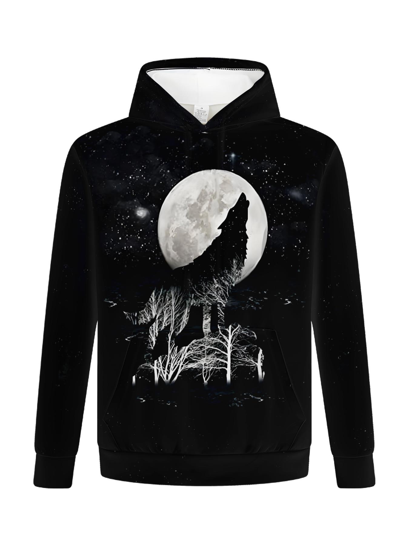 Мужская толстовка Lone Wolf со стереоскопическим 3D-принтом на осень и зиму — фото 2