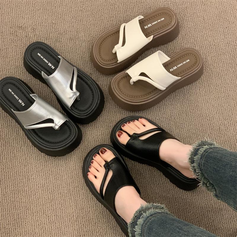 Summer Women Platform Thick Bottom Slippers Fashion Clip Toe Slide Ladies Casual Beach Vacation Sandalias