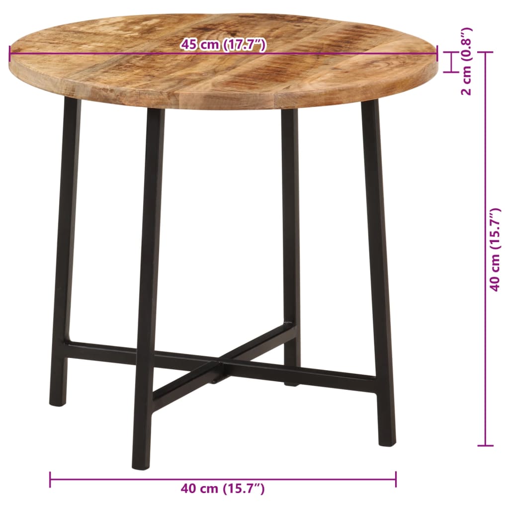 Coffee Table 45 X 45 X 40 Cm Solid Mango Wood and Iron