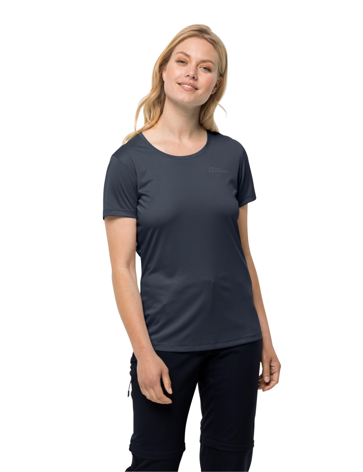 

Женская футболка с коротким рукавом Jack Wolfskin Tech и TECH синяя (TEXADRI Влагоотводящий, быстросохнущий, антибактериальный, устойчивый к запаху) [1807122 / T]