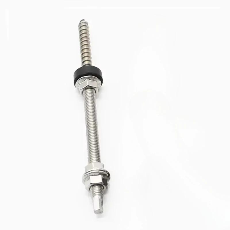 4Pcs Solar Panel Photovoltaic Accessories Hanger Bolts with EPDM and Locking Nut + Adapter for Solar Photovoltaic 20cm/25cm