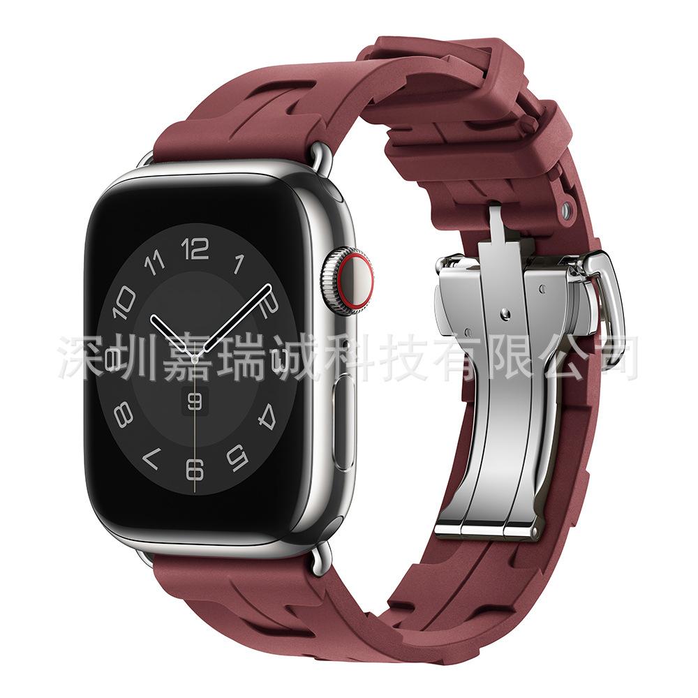 Original Soft Rubber Strap for Apple Watch Band 49mm 45mm 41mm 44mm 42mm 38mm Metal Buckle Bracelet for IWatch
