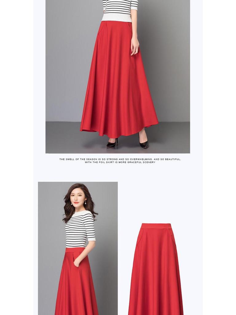 2024 Women's High Waist A-Line Maxi Skirt - Slimming, Versatile, Plus Size, Korean Style for All Seasons