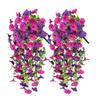2pcs Artificial Morning Glory & Eucalyptus Hanging Decor Patio Ornaments Home Garden Wedding Party Decorations