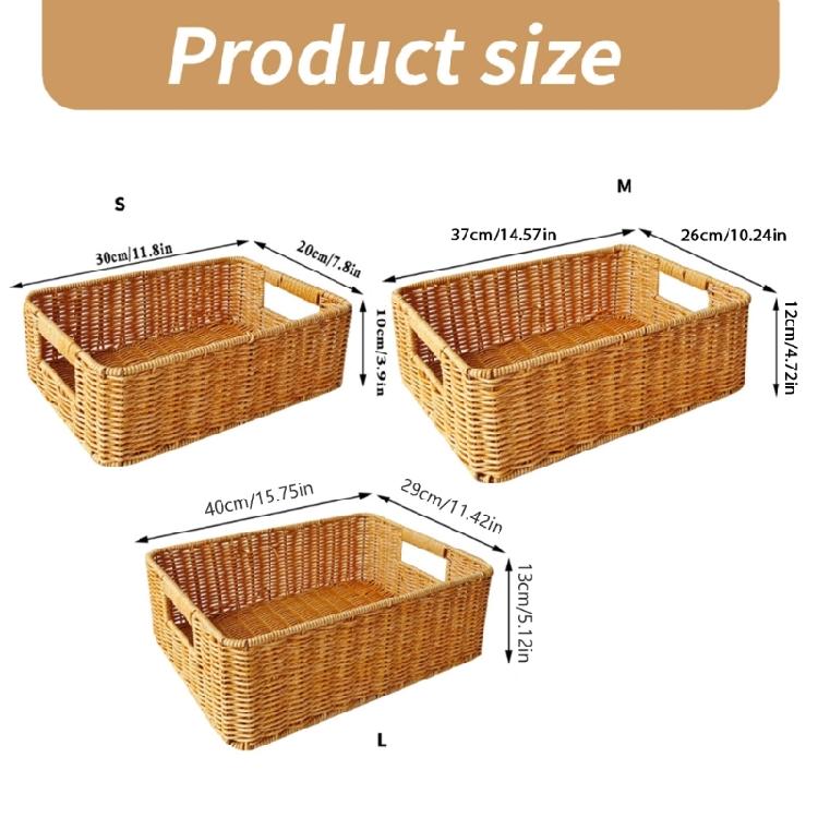Rectangular Woven Organizers Baskets Practical Rattan Organizers Rectangular Storage Baskets for Kitchen and Home