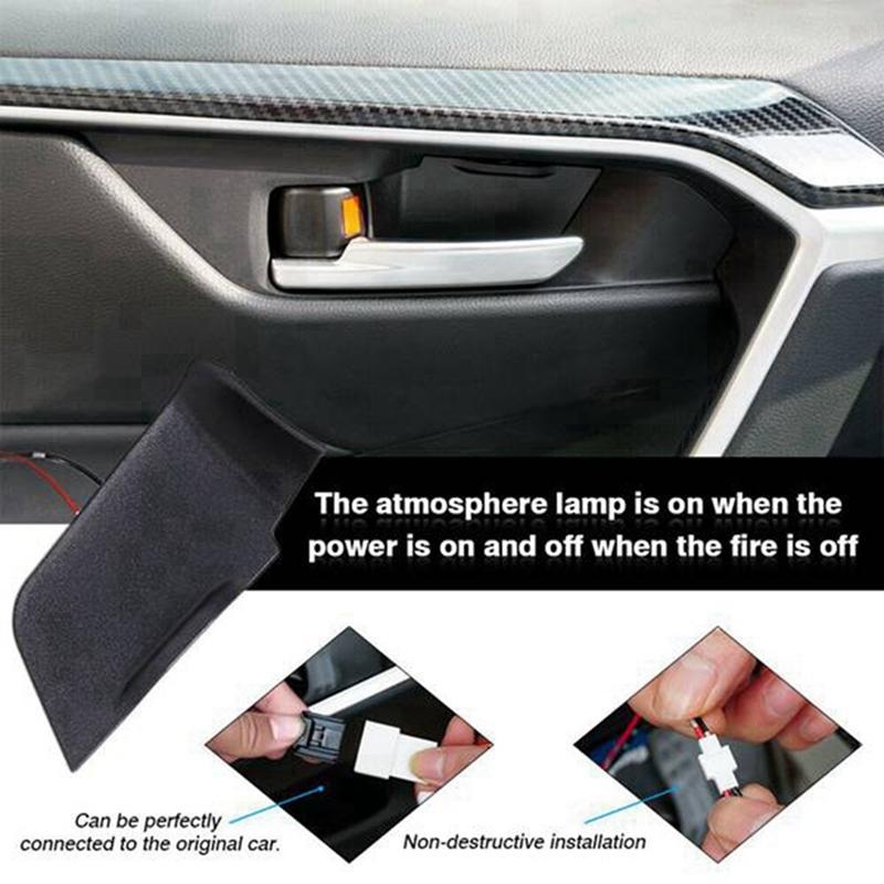 LED Blue Inner Door Bowl Ambient Light Frame For Toyota RAV4 2019-2024, Handle Armrest Atmosphere Lighting