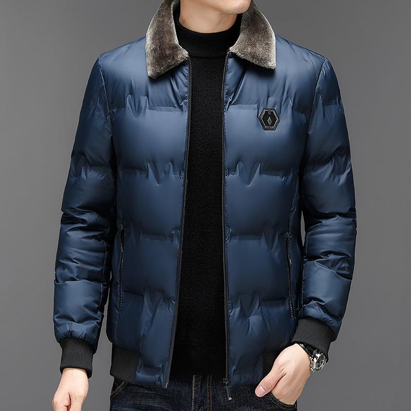 Herren-Baumwolljacke, neue hochwertige, modische, einfache und reine Farbe, verdickte, kältebeständige Daunenjacke, Winter