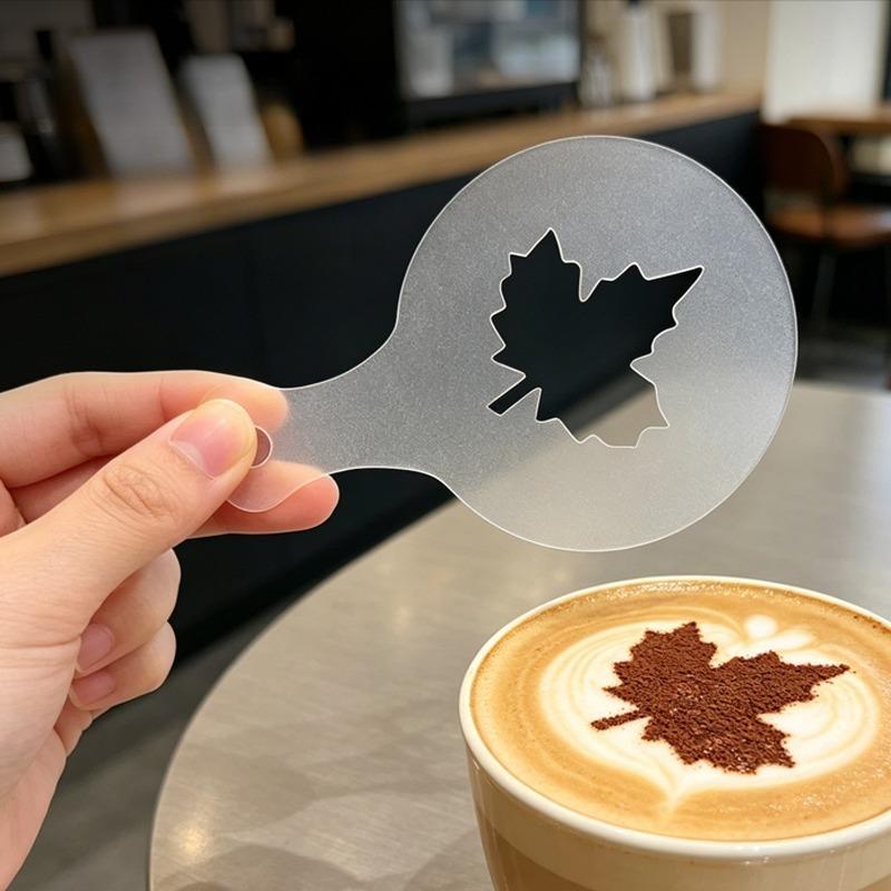16Pcs Coffee Stencils Set Barista Cappuccino Art Templates Latte Foam Decor Tools Plastic Cake Decorating Kitchen Home Use