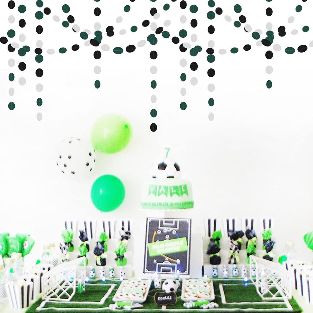 Black-Green Silver Party-Decorations Garland Streamers - 52Ft Graduation 2025 Hanging Paper Banner, Soccer Party Supplies Men Boys Birthday Spring