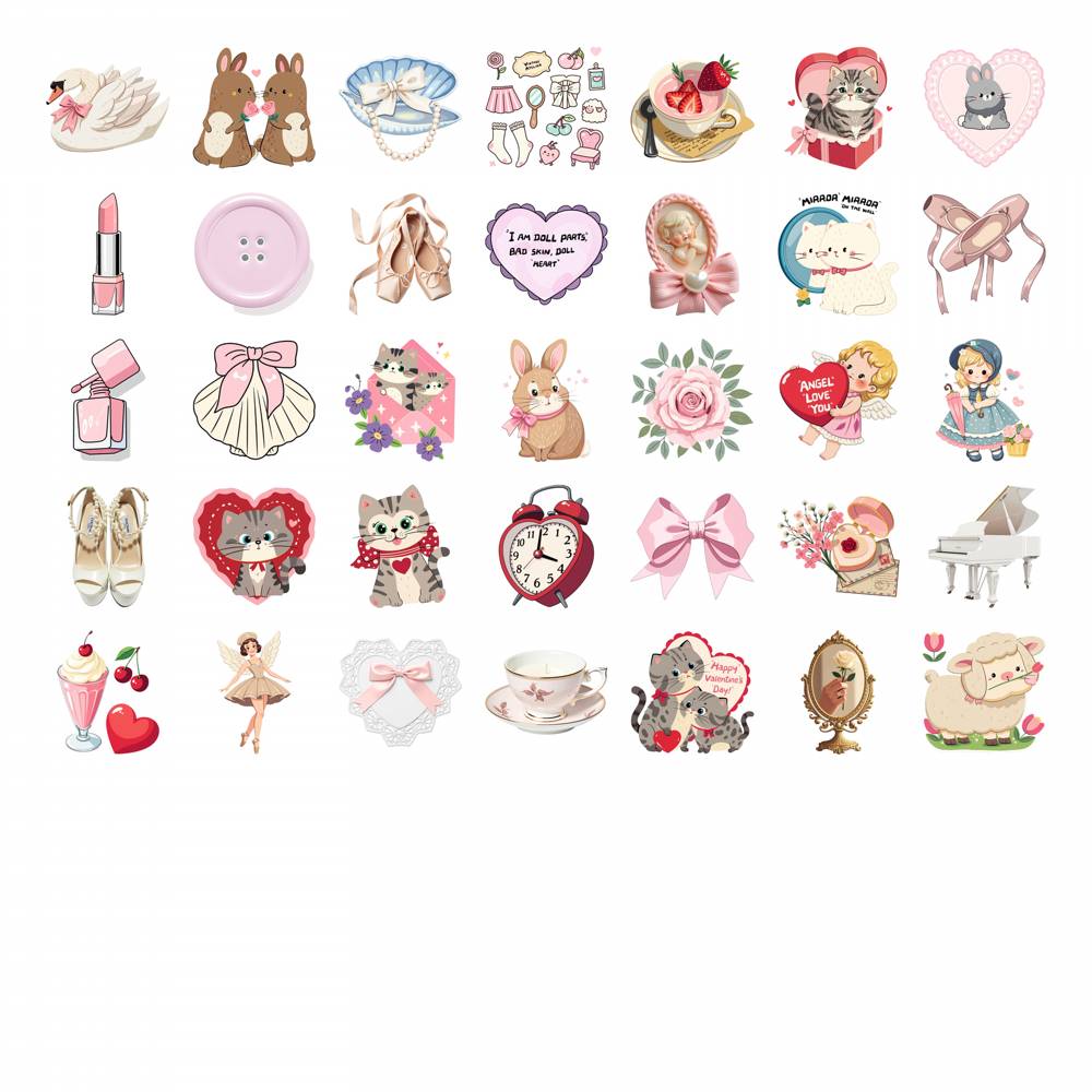 35pcs-50pcs Fantasy Ballerina Stickers Vintage Cute Animals Stationery Stickers  Stickers For DIY Phone Guitar Laptop