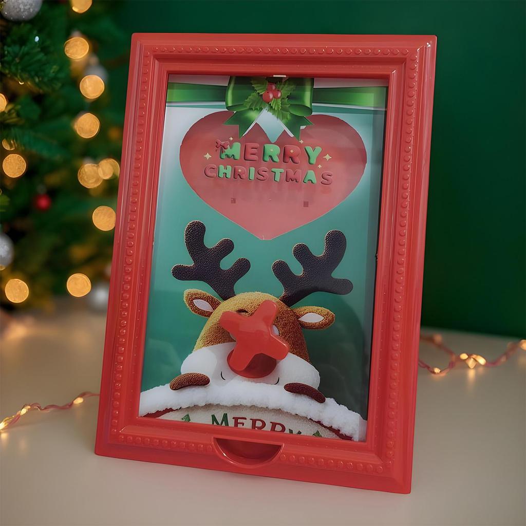 Candy Dispenser Picture Frame Christmas Reindeer-Themed Frame Holder Holiday Christmas Decor Candy Dispenser Frame Ornament