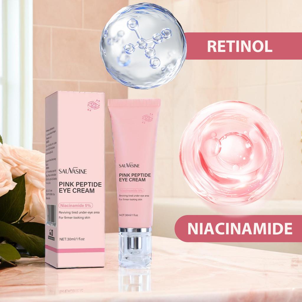 SAUVASINE Rosa Peptid Augencreme Feuchtigkeitsspendend Hydrierend Nährend Anti-Falten Straffend Dunkle Ringe Aufhellend
