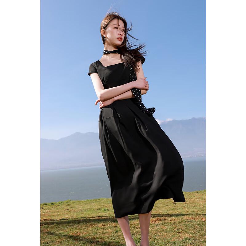 

Sancai Plus Size Hepburn Black Square Neck A-Line Midi Dress 3XL 175/104B