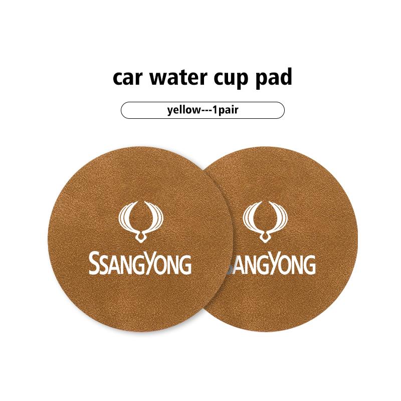 2pcs Car Coaster Drink Bottle Holder Anti-slip Mat Water Cup Pad For SsangYong Korando Rexton Kyron Rodius Tivoli Musso