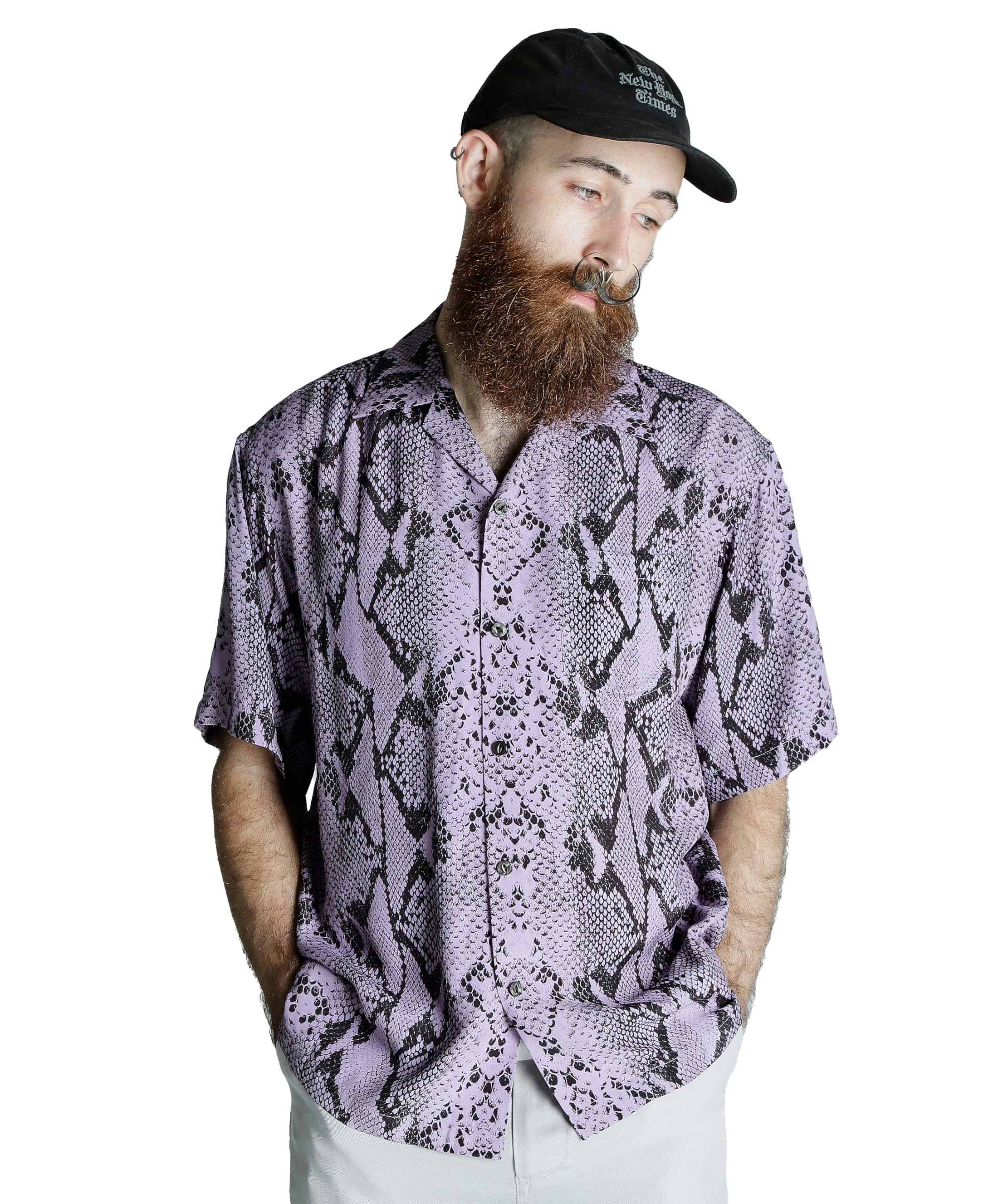 

Schott RAYON SHIRT PYTHON Rayon Shirt, Python, Men s, Size M, 437, Lavender, 782-5123010