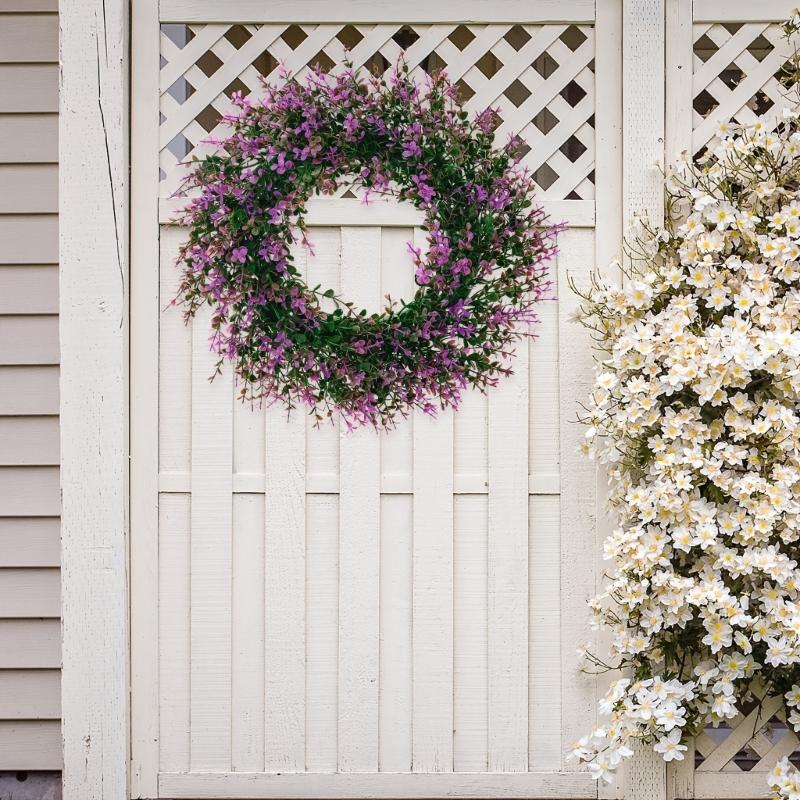 Artificial Eucalyptuses Flower Wreath Door Wreath PurpleFlower Wreath Christmas Festival Wreath for Front Door