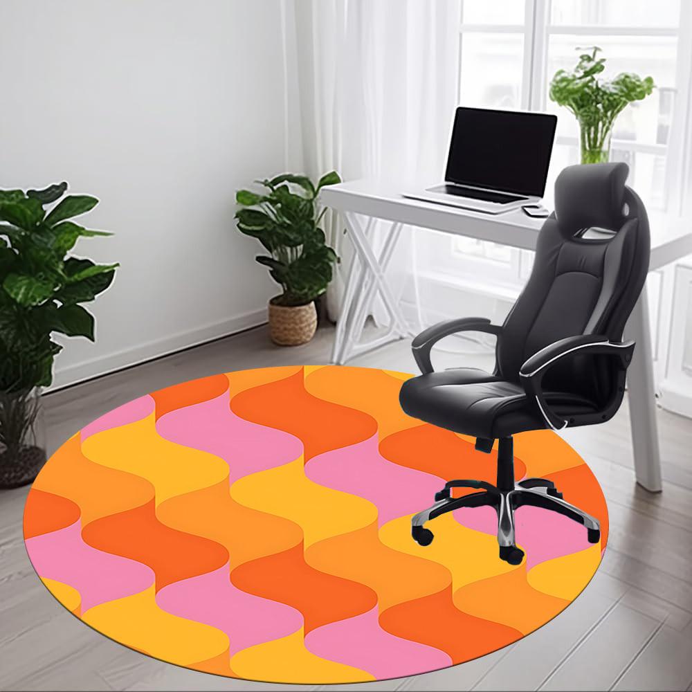1pc Wavy Colors Office Round Area Rug, Indoor Mat Suitable For Office, Under Office Chairs Bedroom Living Room Home Decor, Room Deco