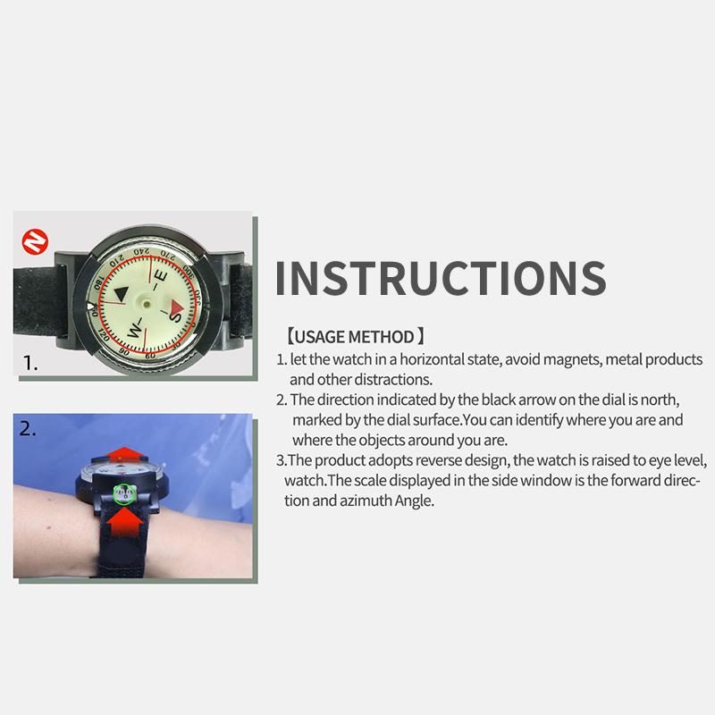 Outdoor Waterproof Compass Luminous Adjustable Dial Watch For Camping Diving Hiking
