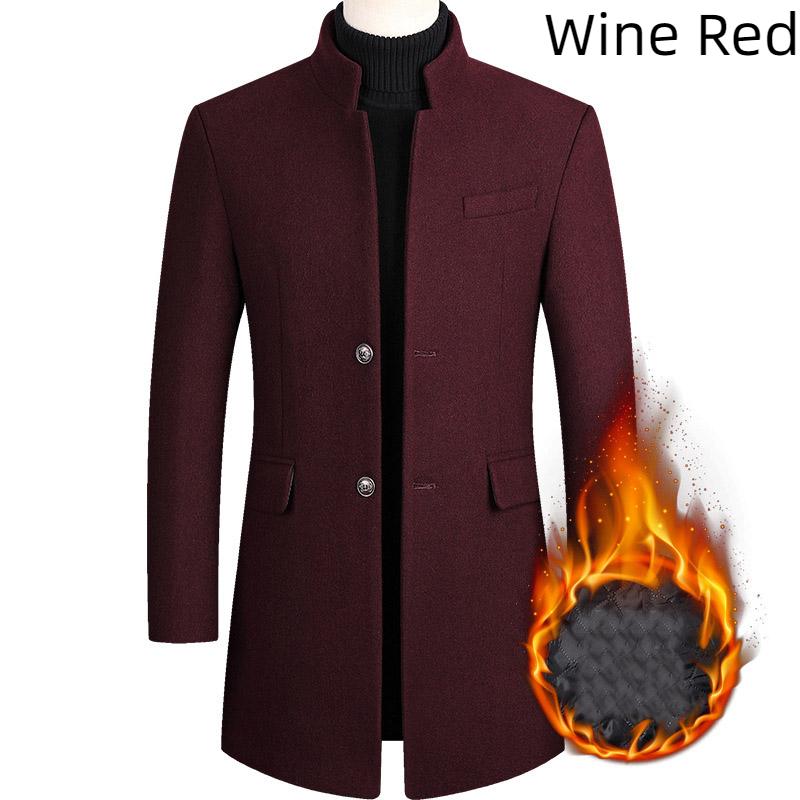 Pánsky vlnený kabát v európskom a americkom štýle na jeseň a zimu Stredne dlhý bavlnený zahustený biznis pánsky kabát