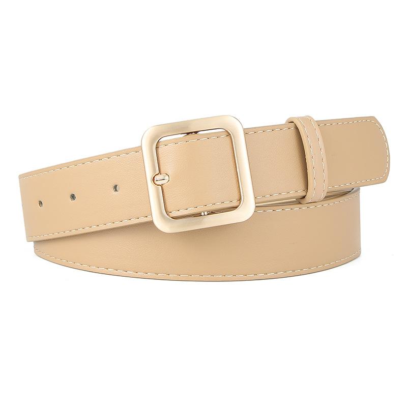 Square Pin Buckle Retro Belt 3.3 Wide Belt Cic Jeans Belt Student Pu Belt