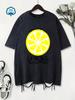 Oversized Washed TShirts Womens Cotton Lemon Brings Good Mood Prints T Shirt Summer Comfortable ONeck Tops YK Woman Clothes