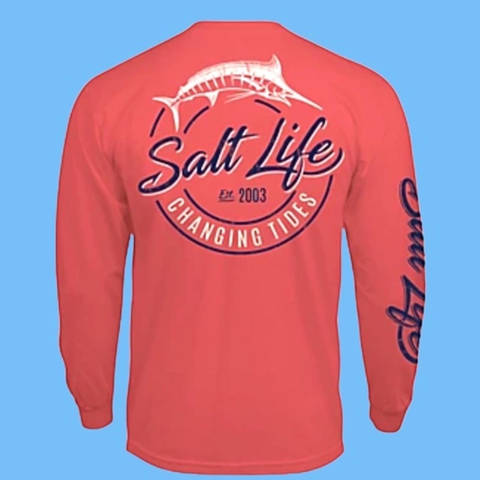 Salt Life Changing Tides Long Sleeve T-Shirt with Pocket. Small. 3XL