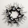Halloween Decorative Wreath With Plastic Skull Spider Pumpkin Home Party Door Wall Decoration