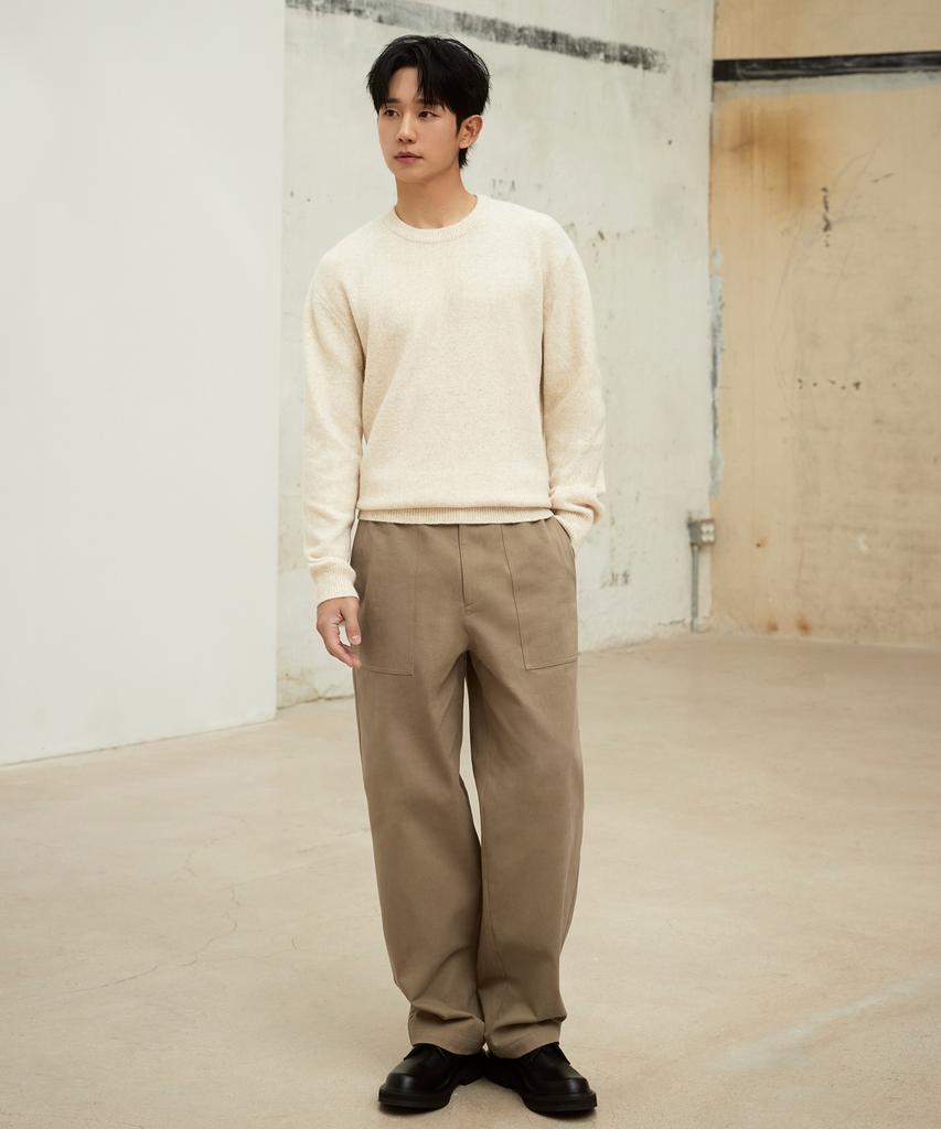 MINDBRIDGE [Air Wool] Alpaca Round Semi-Overfit Knit - 5 Colors
