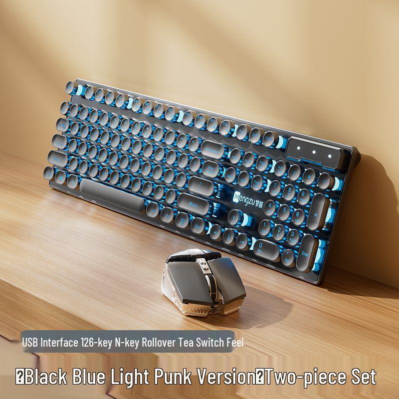 Retro Punk Wired Mechanical-Feel Silent Keyboard for Gaming & Office Use