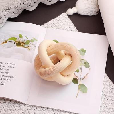 Wood Knot Decor Rustic Farmhouse Accent Hand Carved 3-Link Wood Chain Link Decor Living Room Bedroom Office Coffee Table Decor